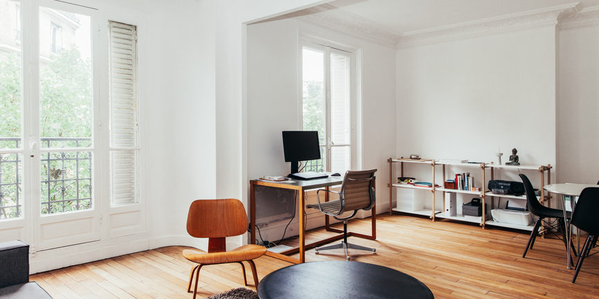 Naturally-Lit Minimalist Home Office