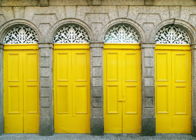 Four doors of a colonial building