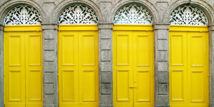 Four doors of a colonial building
