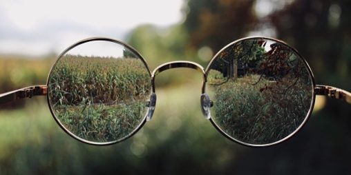 Close-Up Of Eyeglasses Against Grassy Field
