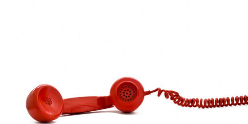 Red retro telephone receiver