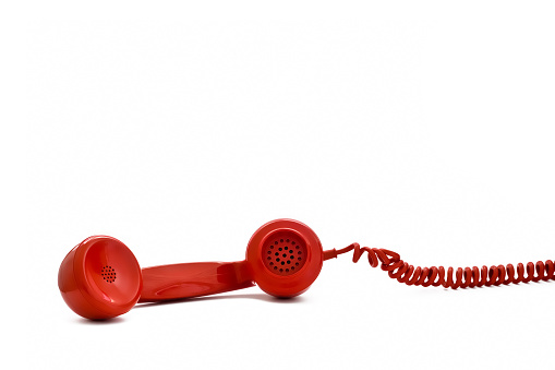 Red retro telephone receiver